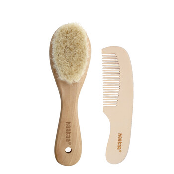 Goat Wool Wooden Baby Hairbrush with Wooden Comb COMBO
